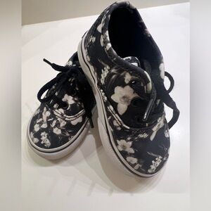 VANS AUTHENTIC BLACK FLORAL TODDLER TENNIS SHOES TODDLER SIZE 5 GREAT CONDITION